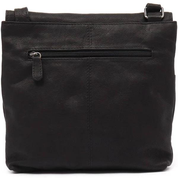 Gabee Side Pockets Ava Leather Crossbody Bag in Black