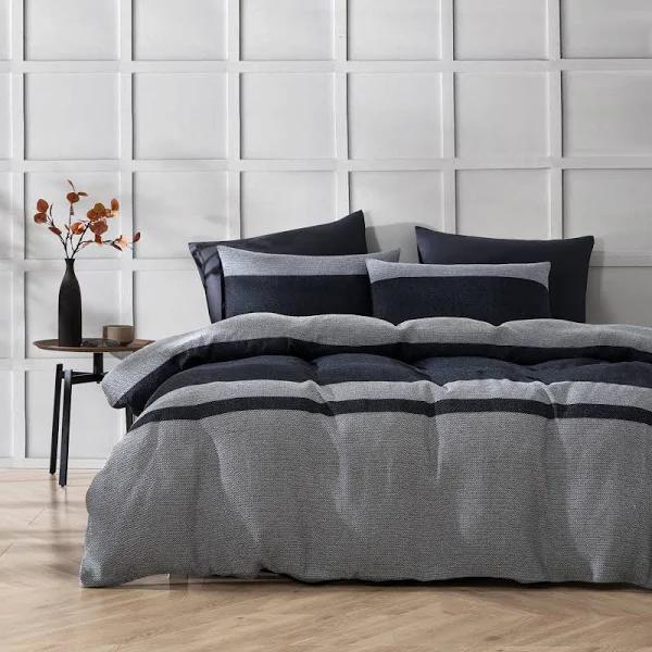 Dreamaker Herringbone 100% Cotton Quilt Cover Set (Grey) - King Single