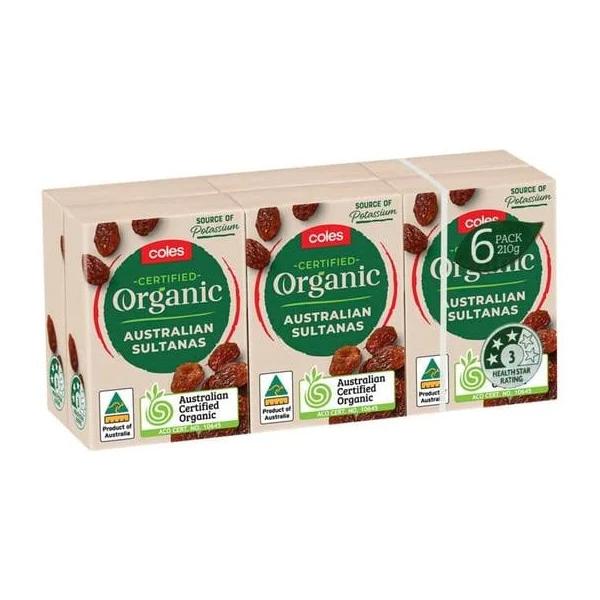 Coles Organic Australian Sultanas 6 Pack