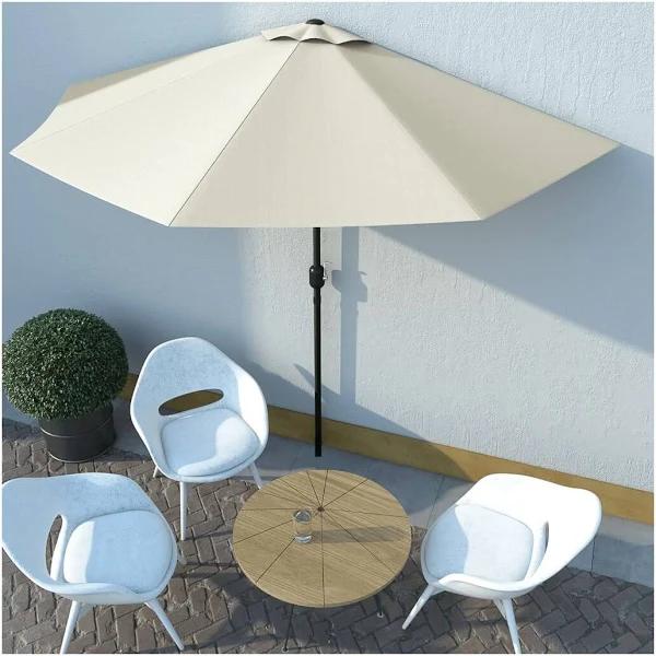 vidaXL Balcony Parasol With Aluminium Pole Sand 300x150 cm Half