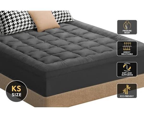 Starry Eucalypt Mattress Topper Bamboo Charcoal Pillowtop Protector Cover All Sizes 7cm [KING Single Size] - AfterPay & zipPay Available