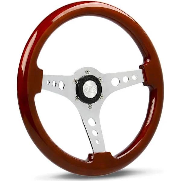 SAAS SW506CW Steering Wheel Wood 14" Logano Chrome Spoke