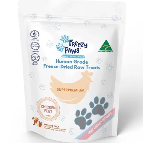 Freezy Paws Freeze Dried Pet Treats Chicken Feet Raw 5pcs