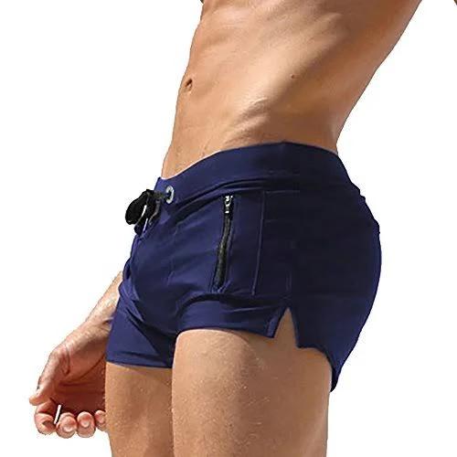 TONLEN Mens Swimwear Short Swim Trunks With Zipper Pocket