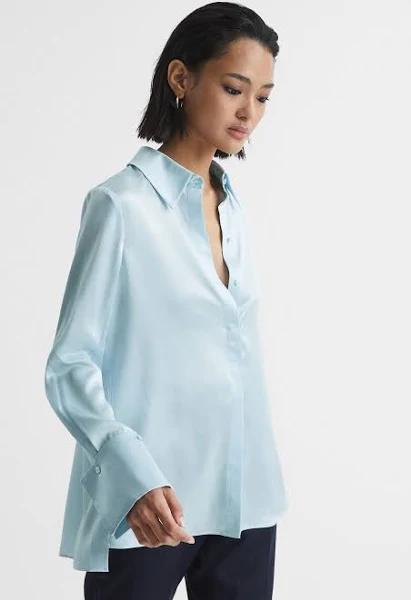 Reiss Hailey - Blue Silk Shirt, 10