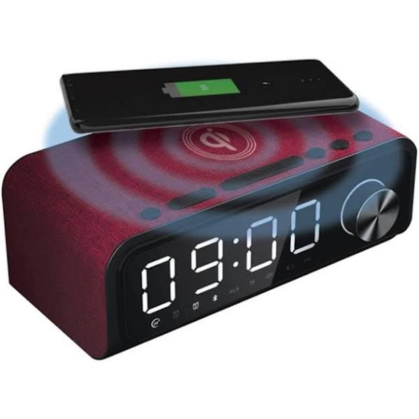 Laser Alarm Clock FM Radio Wireless Charging With Speaker Red