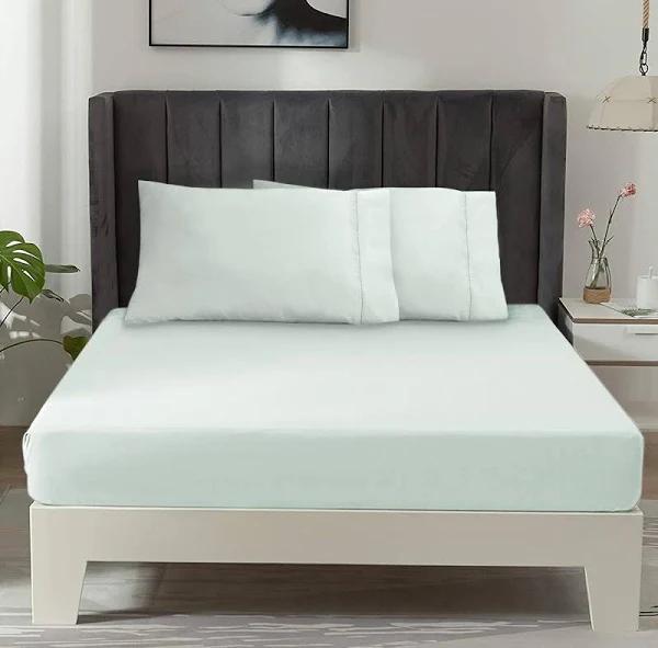 Ramesses 1500TC Elite Egyptian Cotton Sateen Fitted Sheet Combo Set Ice Blue Single