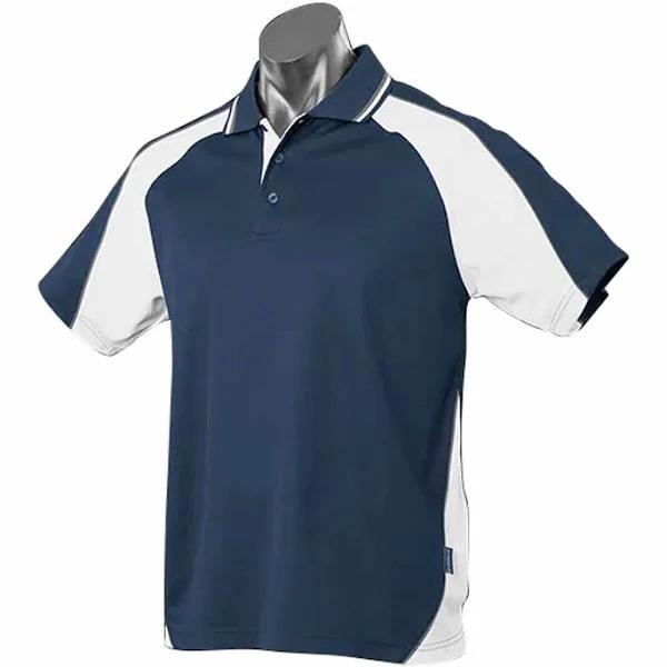 Pronto | Mens Tri Colour Driwear Polo Shirt Navy+White+Ashe 2XL