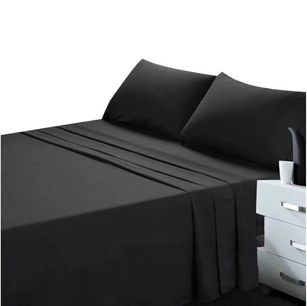 Black Bed Sheet and Pillowcase Set