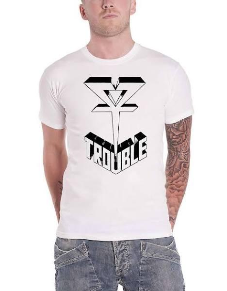 Trouble T Shirt - Logo 1 (White)