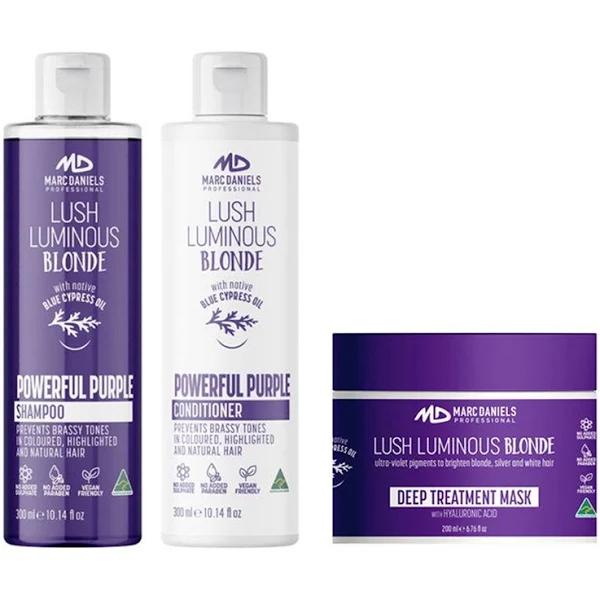 Marc Daniels Powerful Purple Blonde Set. 300ml Shampoo, 300ml Conditoner and 200gm Mask - Earn Everyday Rewards, AfterPay Available