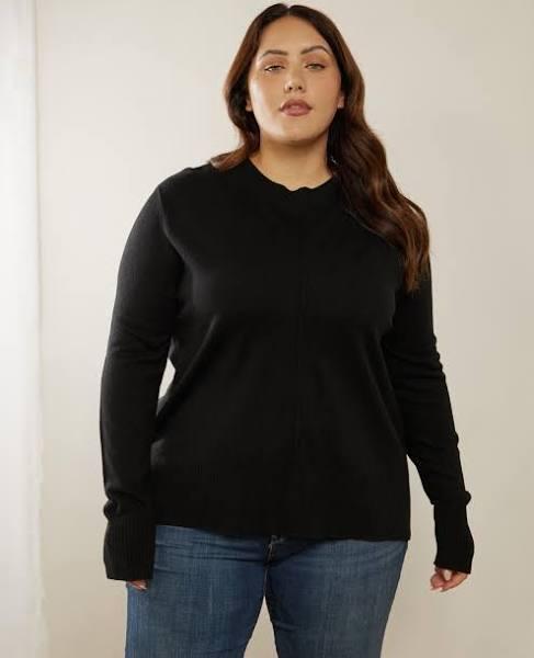 Atmos&Here Curvy - Women's Black Jumpers - Chelsea Classic Wool Blend Knit - Size 24 at The Iconic