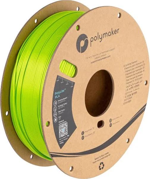 Polymaker 1.75mm PolyLite PLA Filament Silk Lime, 2.2 lb Color Green, Polylactic Acid, Weight 2.2lbs 1.0 kg, 1.75mm PA03006