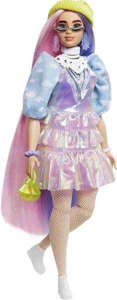 Barbie Extra Doll in Shimmery Look With Pet Puppy