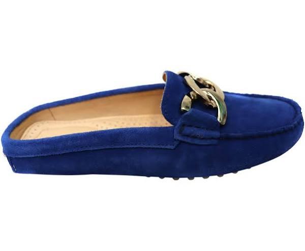 Savelli Paula Womens Brazilian Leather Closed Toe Open Back Mules Blue 7 AUS or 38 EUR