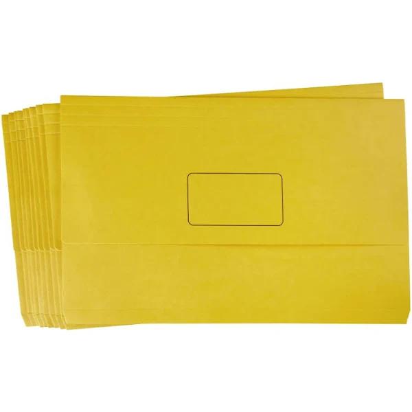 Marbig Slimpick Document Wallet Foolscap Yellow Pack 10