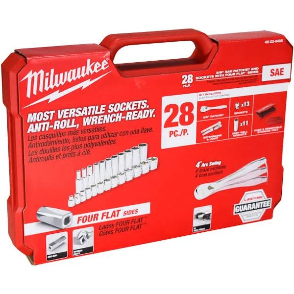 Milwaukee 28 Piece 3/8" Ratchet & Socket Set (SAE) 48229408