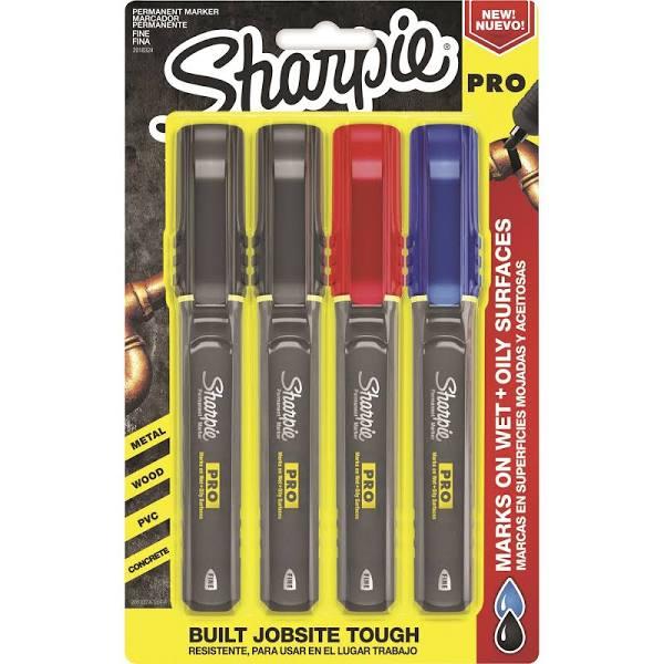 Sharpie Pro Fine Permanent Marker - Assorted - 4 Pack