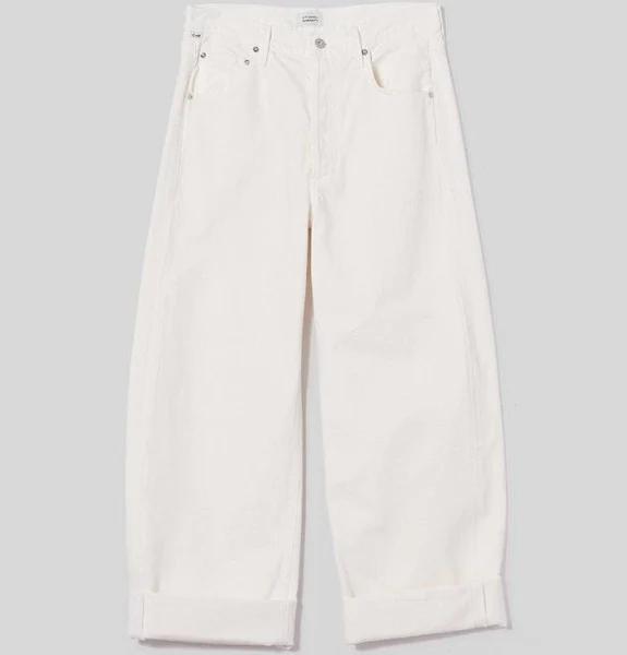 Citizens of Humanity Ayla Baggy Cuffed Crop Jeans in White, Size: 30 at Free People