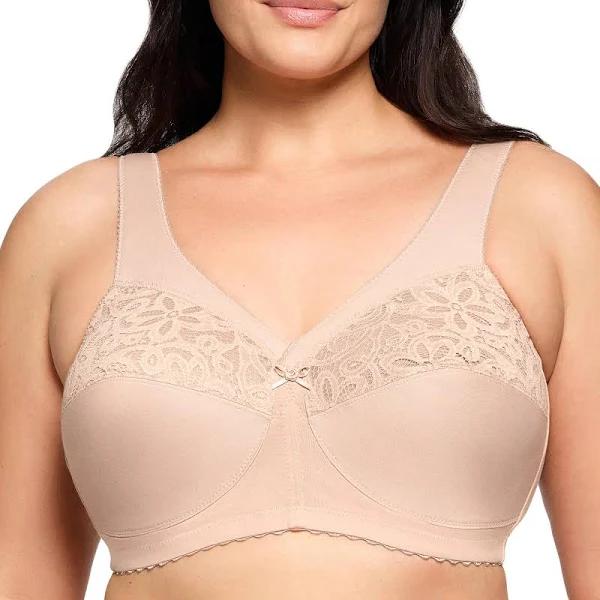 Glamorise Magiclift Cotton Support Wire-Free Bra - Cafe - 26DD