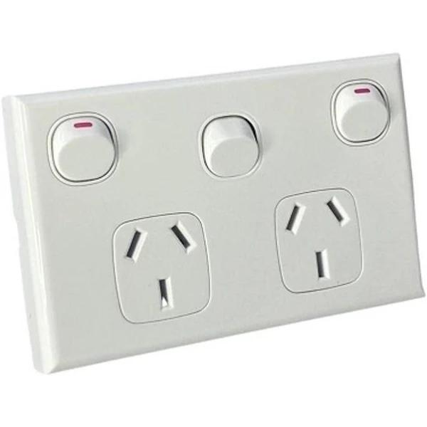 10 x White GPO Double Power Point Socket With Extra Power Switch