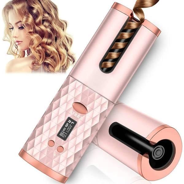 Fresh Body Portable Ceramic Auto Rotating Cordless Hair Curler - Pink - Earn Everyday Rewards, Afterpay Available