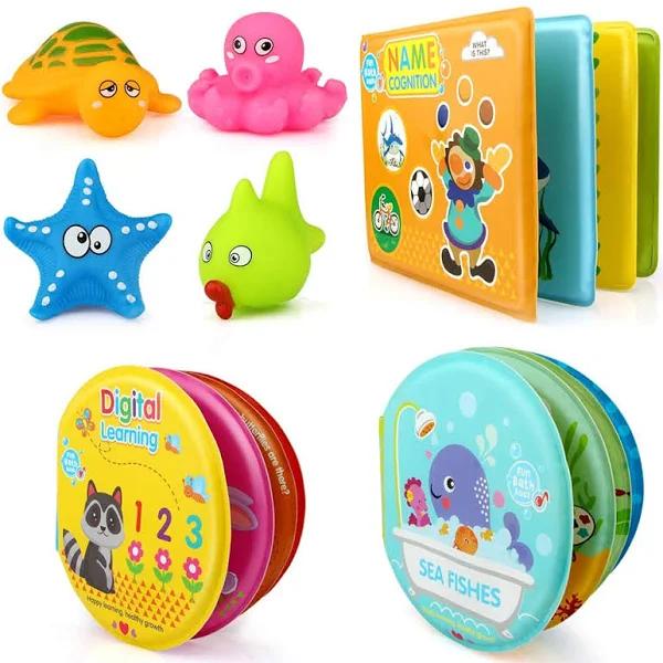 Baby Bath Toys, Nontoxic Bath Books for Babies Bath Time, No Mold Bathtub Toys for Toddlers 6 to 12 18 Months, Soft Educational Bath Toys for 1-3 Year