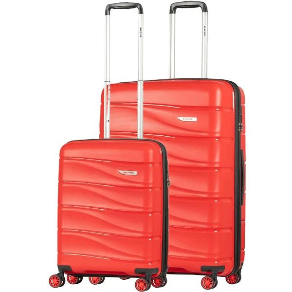 Delphin Wave Hardside 2 Piece Spinner Suitcase Set Large & Cabin Red