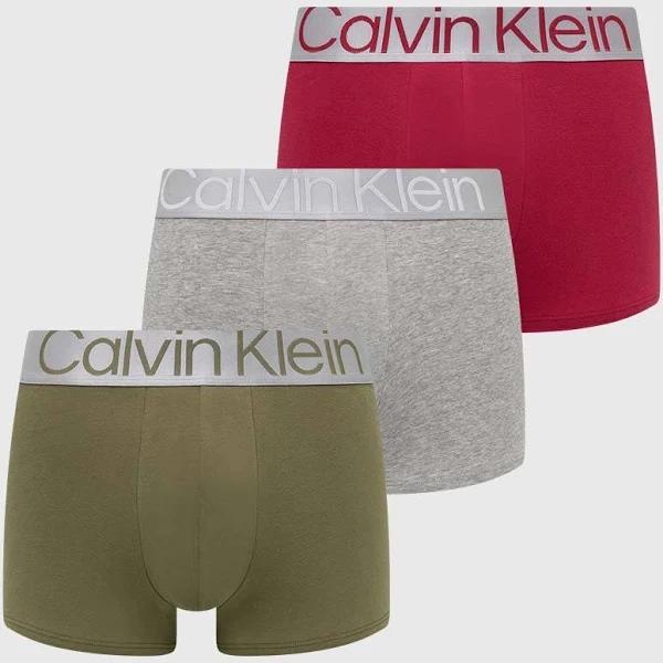 Mens Calvin Klein Grey Steel Cotton Trunks 3 Pack - Grey