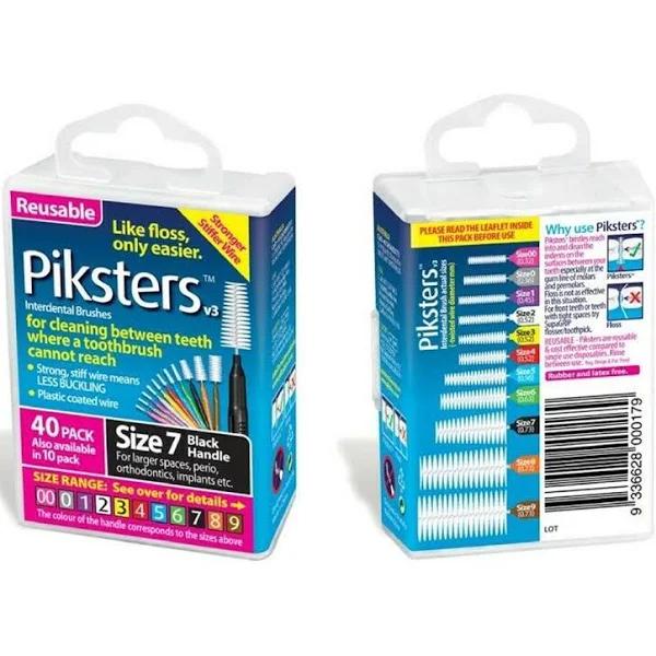 Piksters Size 7 Black 40 Pack