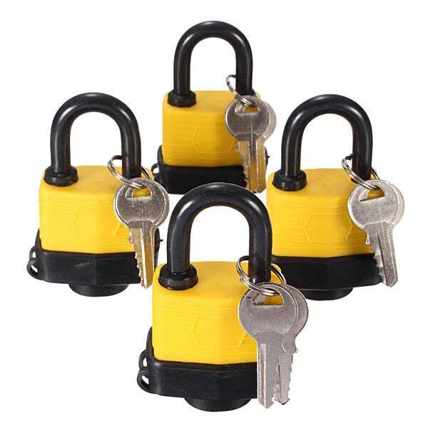 4pcs 40mm Keyed Alike Waterproof Gate Door Padlock With 8 Same Key