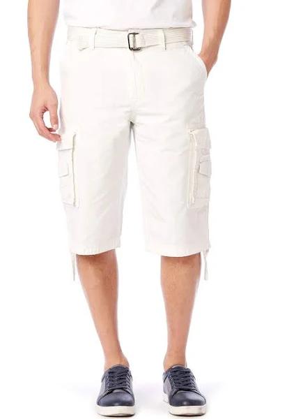 UNIONBAY Vibrant White Mens US Size 34 Belted Mid-Rise Cargo Shorts