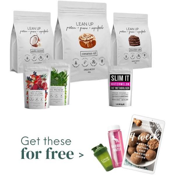 Ultimate Transformation Pack, Lean Up Vanilla Coconut + Chocolate Cake + Cinnamon Roll / Peach Iced Tea / Green Detox + Skin Berries