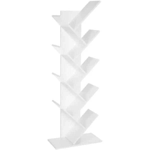 VIKUS 8-Tier Tree Shaped Floor Standing Bookshelf - White