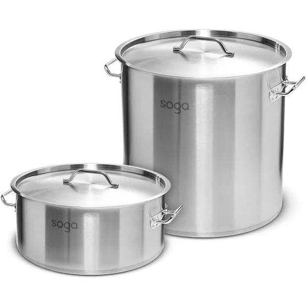 SOGA 14L Wide Stock Pot and 50L Tall Top Grade Thick Stainless Steel Stockpot 18/10 - AfterPay & zipPay Available