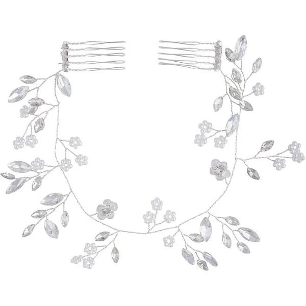 Lovisa Silver Faceted Pearl Leaf Hair Vine