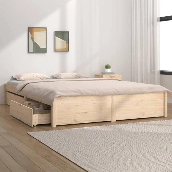 vidaXL Bed Frame with Drawers 137×187 cm Double Size