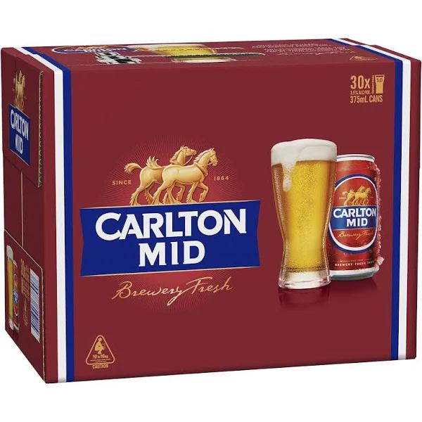 Carlton Mid Beer 375ml Cans - 30 x 375ml