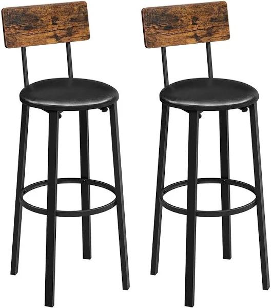 VASAGLE Set of 2 Bar Chairs- Rustic Brown