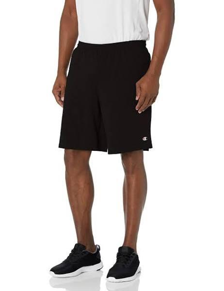 Champion 85653 Authentic Cotton Jersey 9-Inch Men's Shorts with Pockets - Black, 4XL