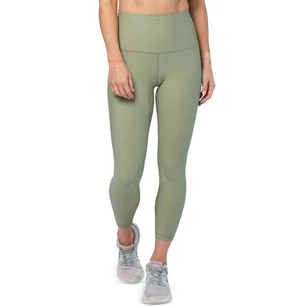 Ell & Voo Womens Trinity Ribbed 7/8 Tights Khaki XS @ Rebel Active