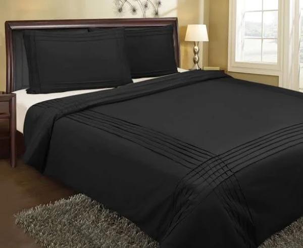 Pintuck Black 225TC Quilt Cover Set by Kingtex (Single)