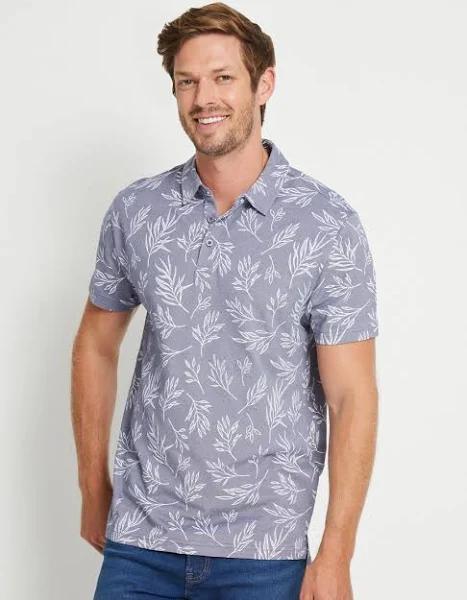 Rivers Short Sleeve Printed Pique Polo - Size M - Mens