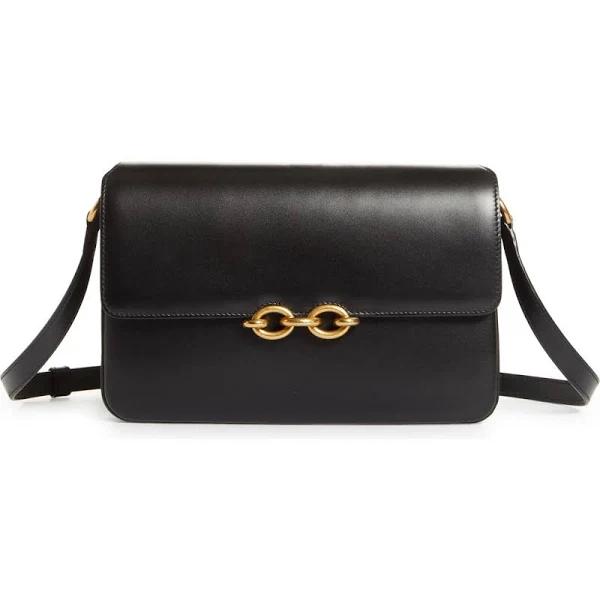 Saint Laurent Maillon Leather Shoulder Bag in Nero