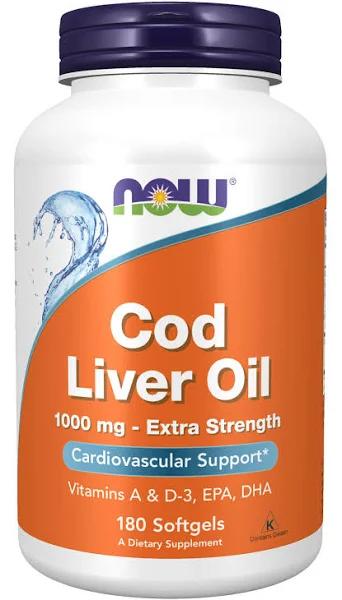 Now Foods Cod Liver Oil Extra Strength 1,000 MG 180 Softgels