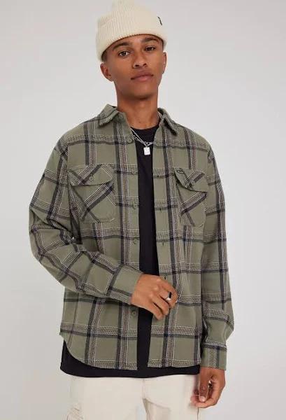 Brixton Bowery Stretch WR Flannel Olive Surplus/Black/White, M