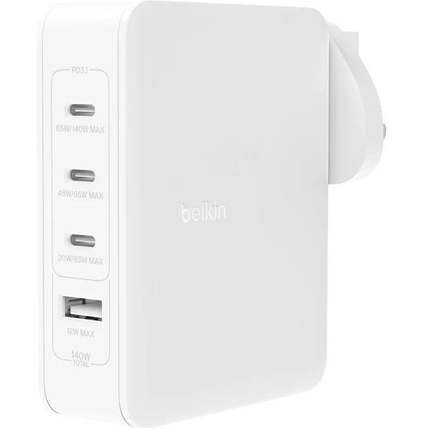 Belkin BoostCharge Pro 140W 4-Port GaN Wall Charger - White