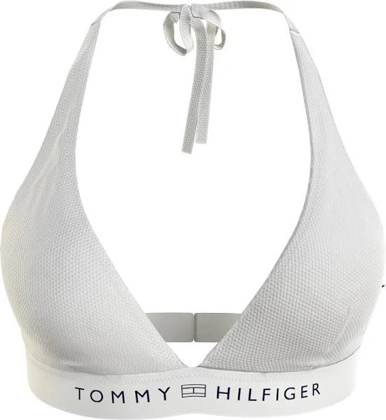 Tommy Hilfiger Tonal Logo Triangle bralet Bikini Top in White