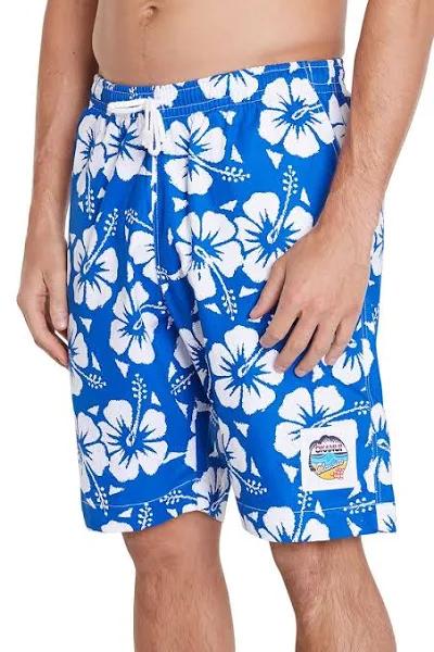 Mens - Classic Shorts - Hibiscus Blue - Australian Made Hibiscus / Blue / L