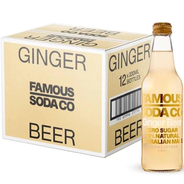 Famous Soda Co Bottle Ginger Beer 330ml 12 Pack